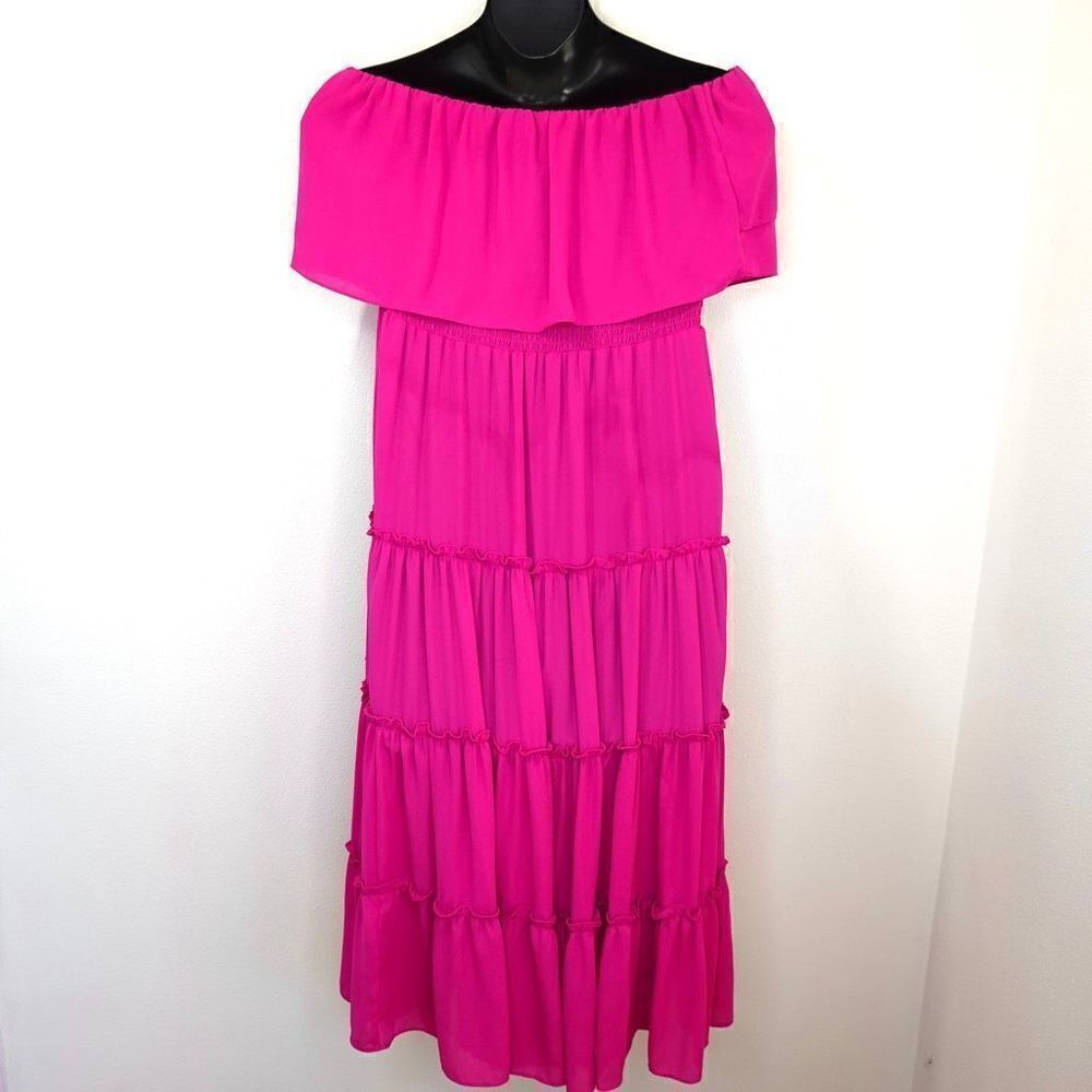 1. State Strapless Ruffled Tiered Dress Pink Size XL NWOT - Picture 4 of 15